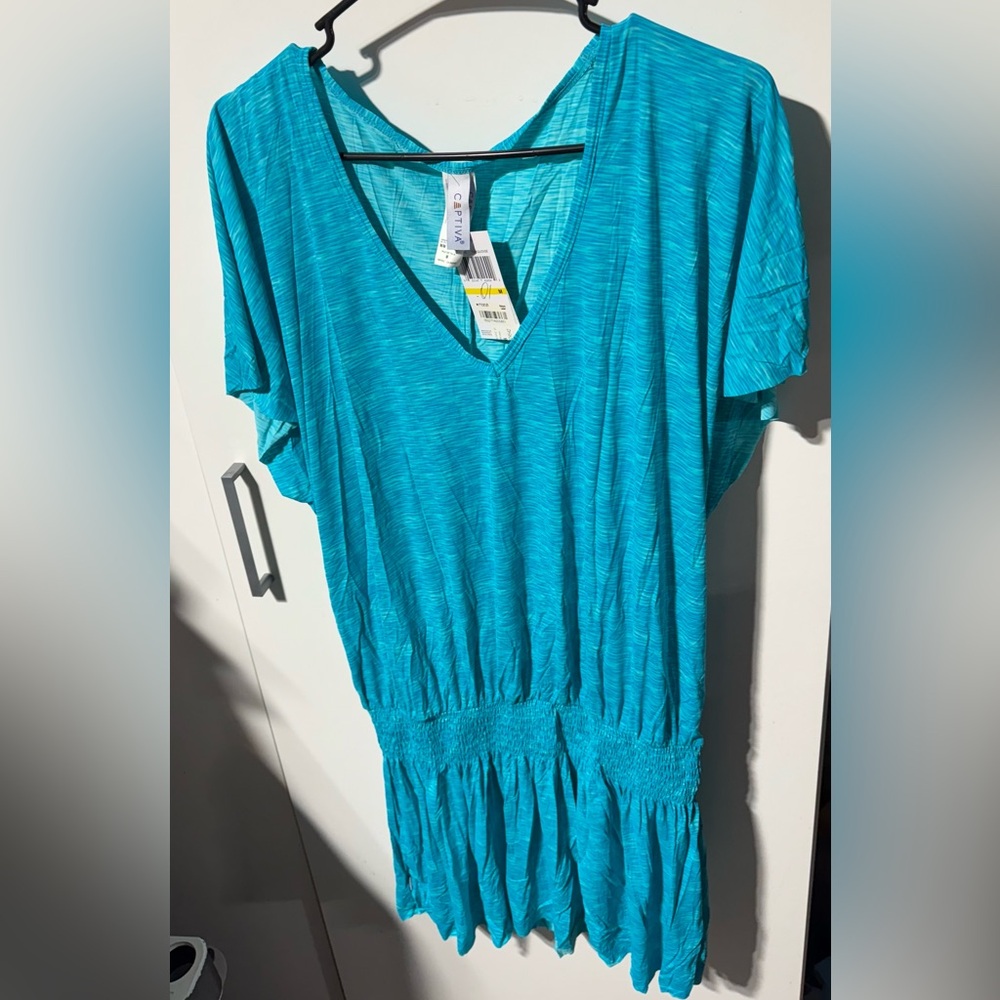 Women’s Captiva Medium Turquoise Swimsuit Coverup Dress NWT